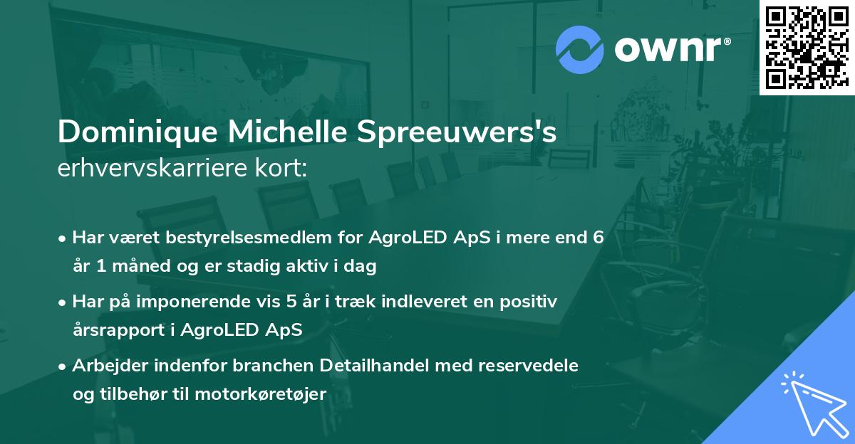 Dominique Michelle Spreeuwers's erhvervskarriere kort