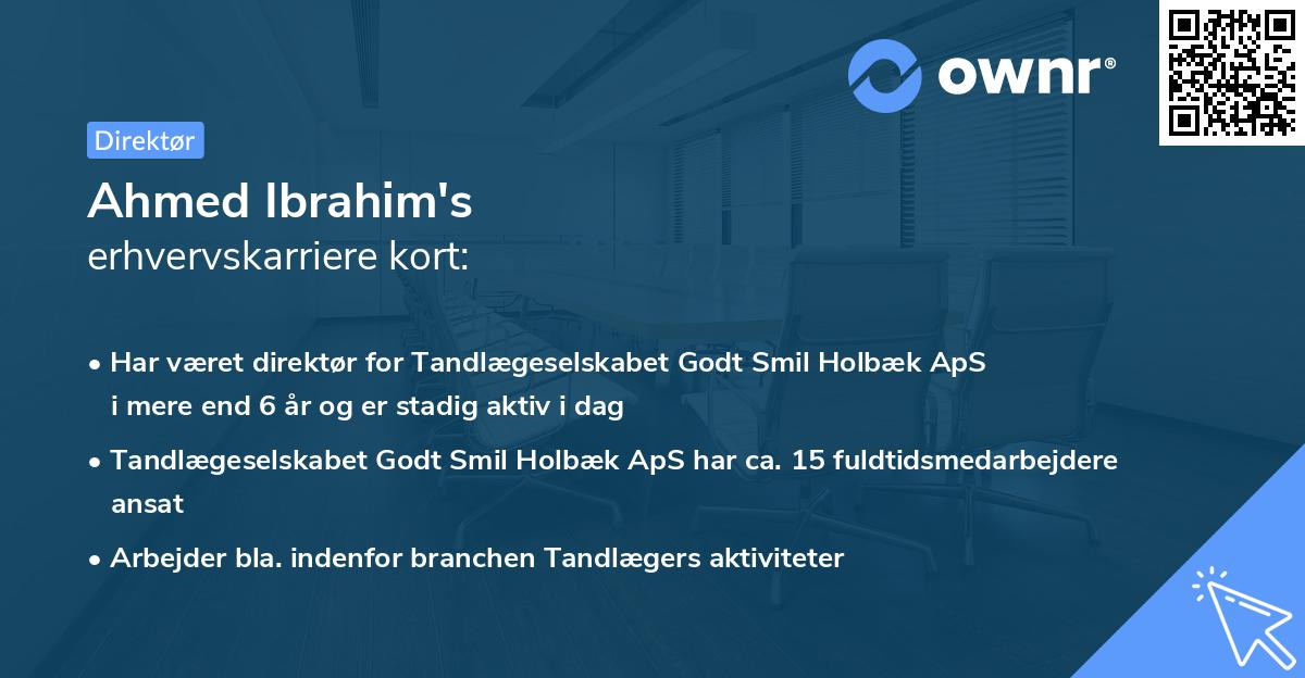 Ahmed Ibrahim's erhvervskarriere kort