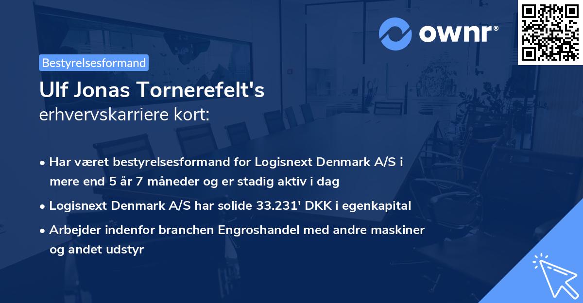 Ulf Jonas Tornerefelt's erhvervskarriere kort