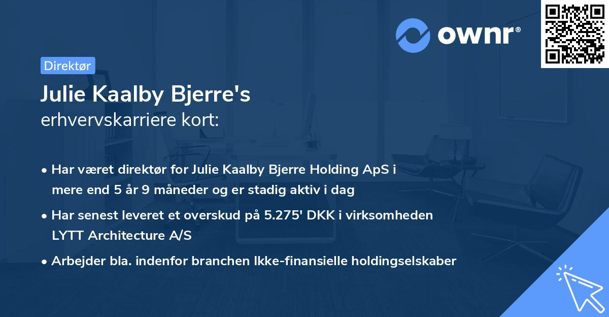 Julie Kaalby Bjerre's erhvervskarriere kort