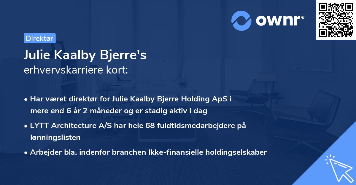 Julie Kaalby Bjerre's erhvervskarriere kort
