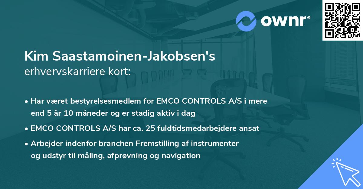 Kim Saastamoinen-Jakobsen's erhvervskarriere kort