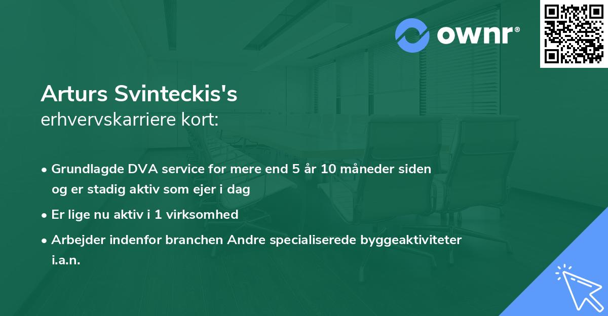 Arturs Svinteckis's erhvervskarriere kort