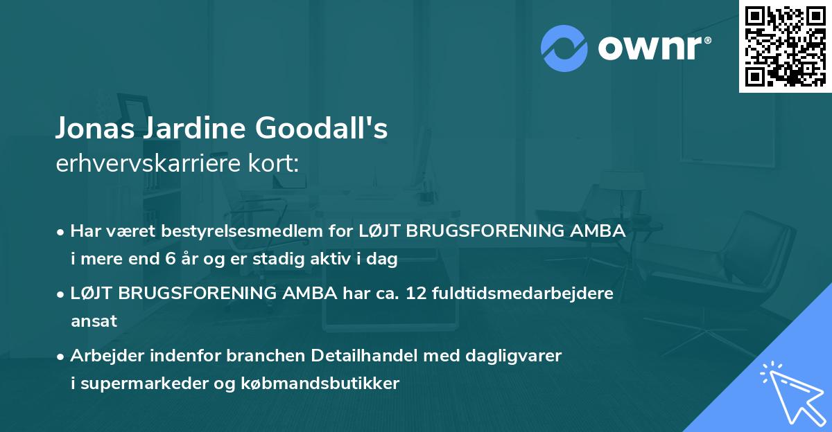 Jonas Jardine Goodall's erhvervskarriere kort