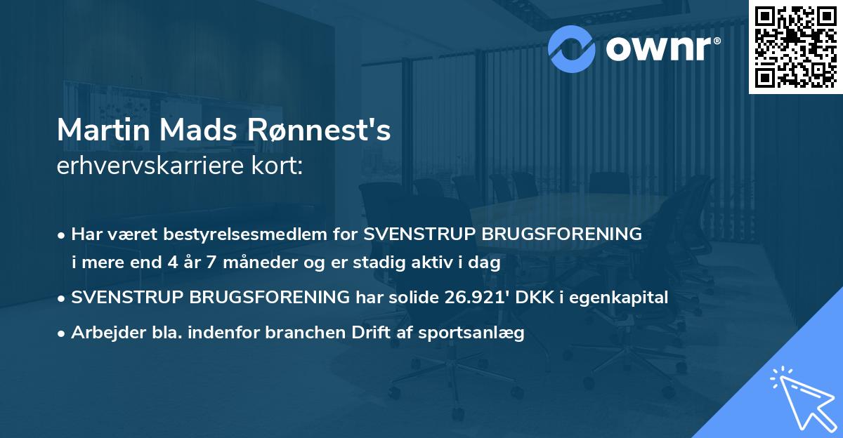 Martin Mads Rønnest's erhvervskarriere kort