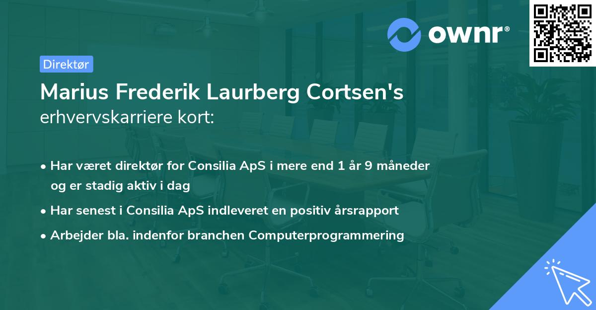 Marius Frederik Laurberg Cortsen's erhvervskarriere kort