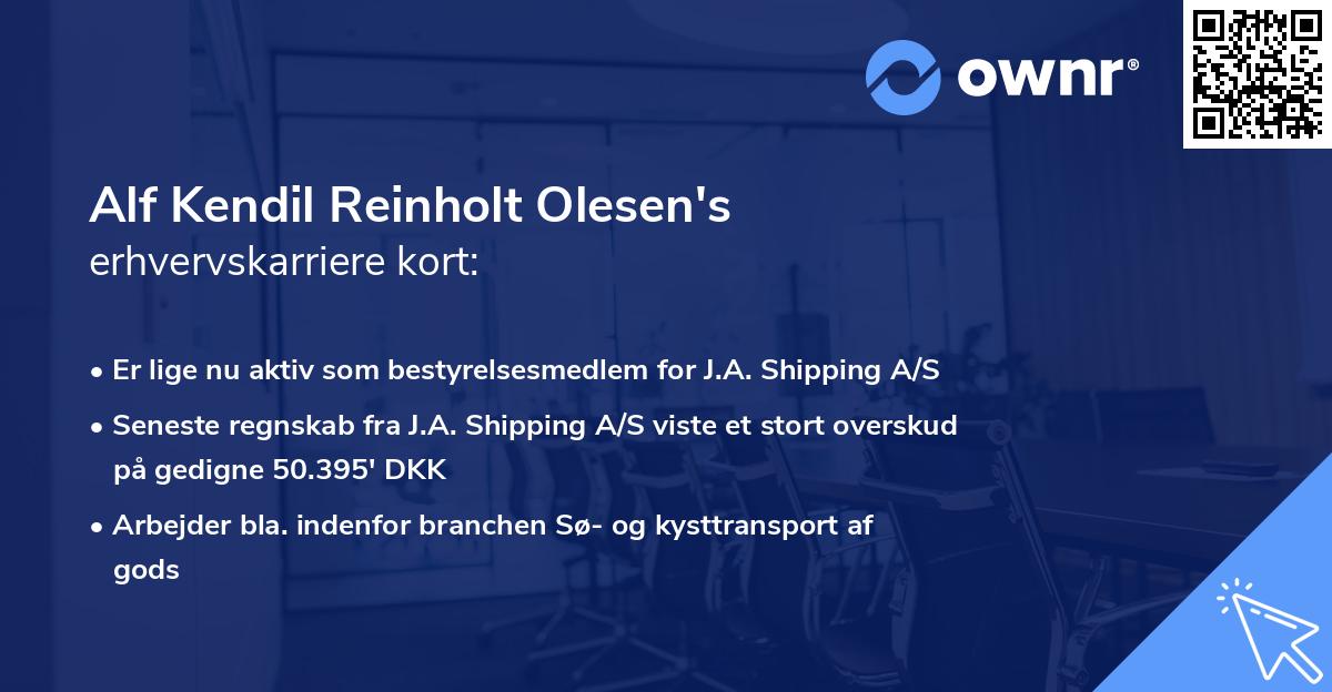 Alf Kendil Reinholt Olesen's erhvervskarriere kort