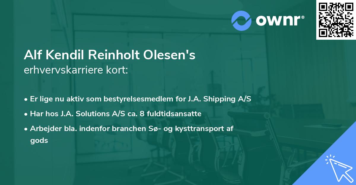 Alf Kendil Reinholt Olesen's erhvervskarriere kort