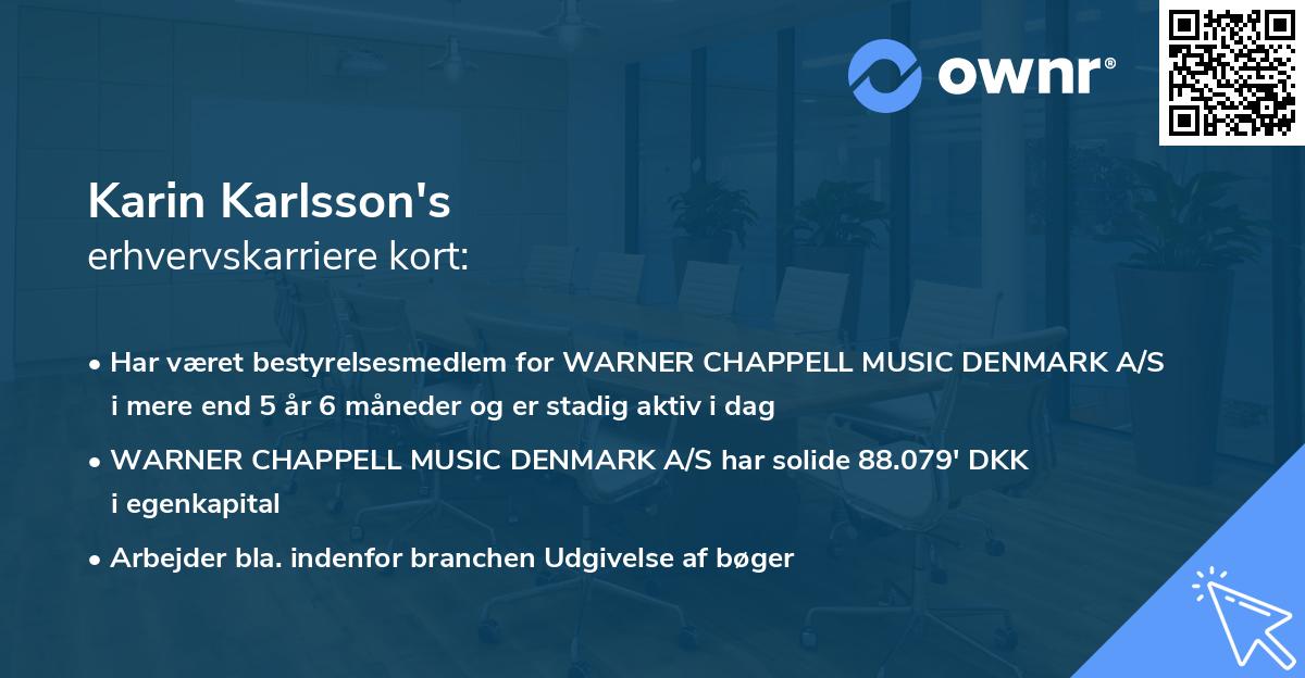 Karin Karlsson's erhvervskarriere kort