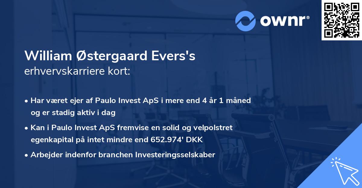 William Østergaard Evers's erhvervskarriere kort