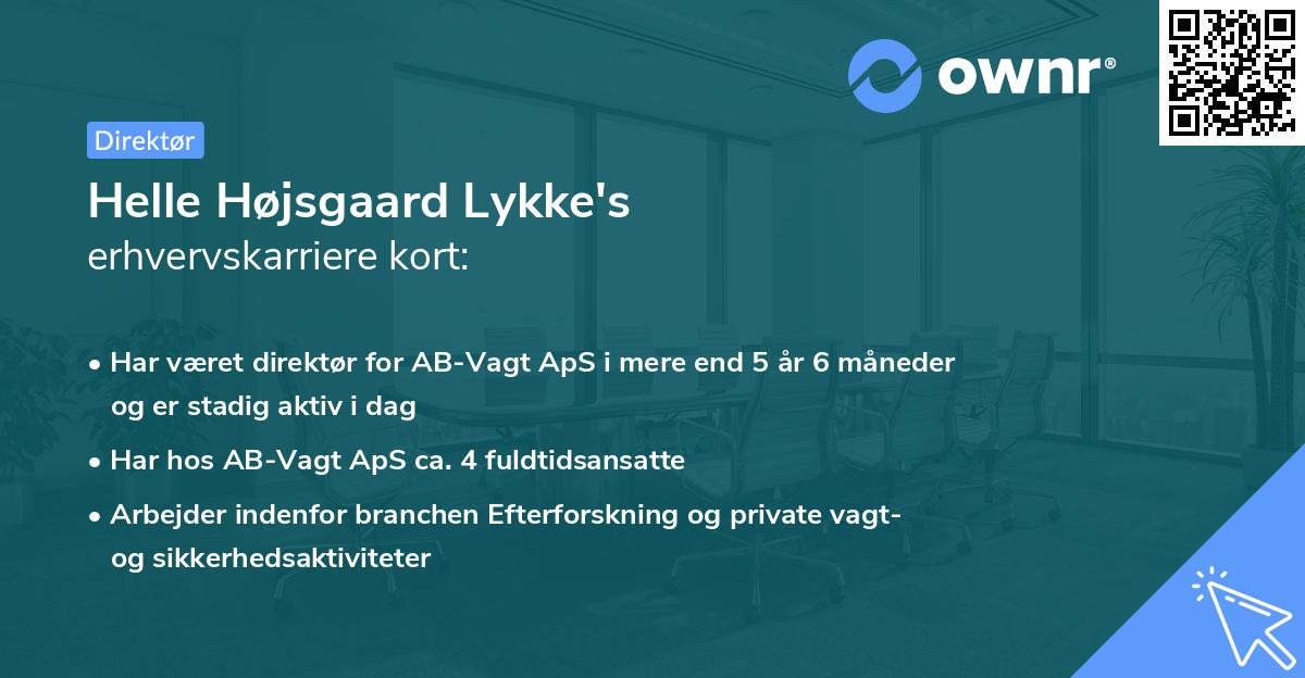 Helle Højsgaard Lykke's erhvervskarriere kort