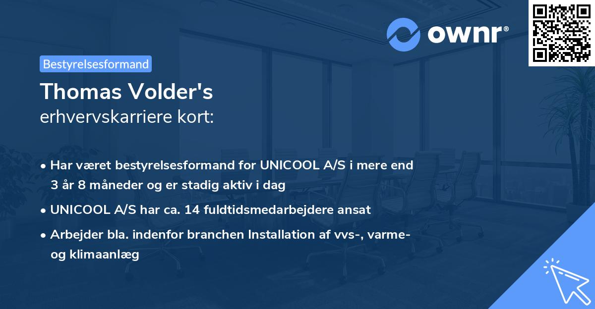 Thomas Volder's erhvervskarriere kort