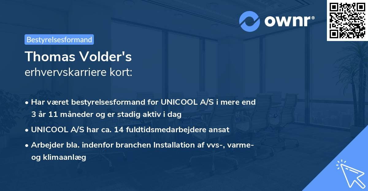 Thomas Volder's erhvervskarriere kort