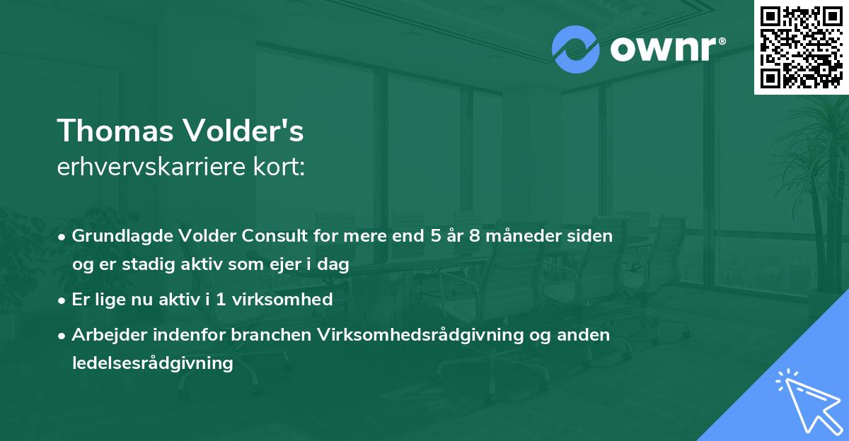 Thomas Volder's erhvervskarriere kort