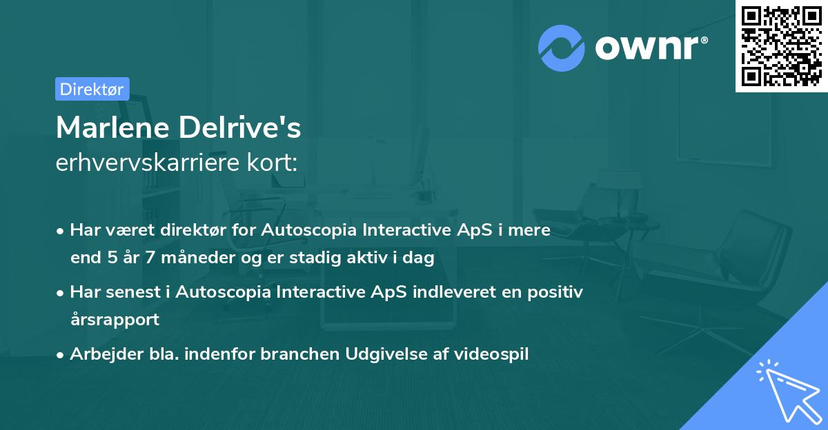 Marlene Delrive's erhvervskarriere kort