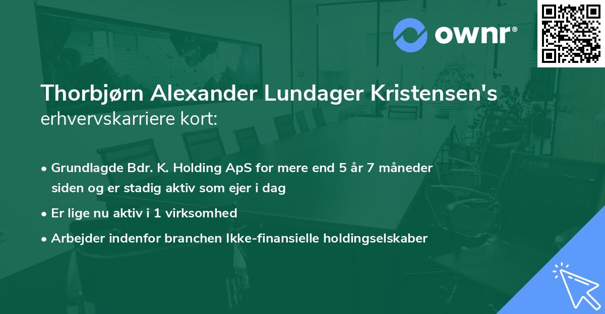 Thorbjørn Alexander Lundager Kristensen's erhvervskarriere kort