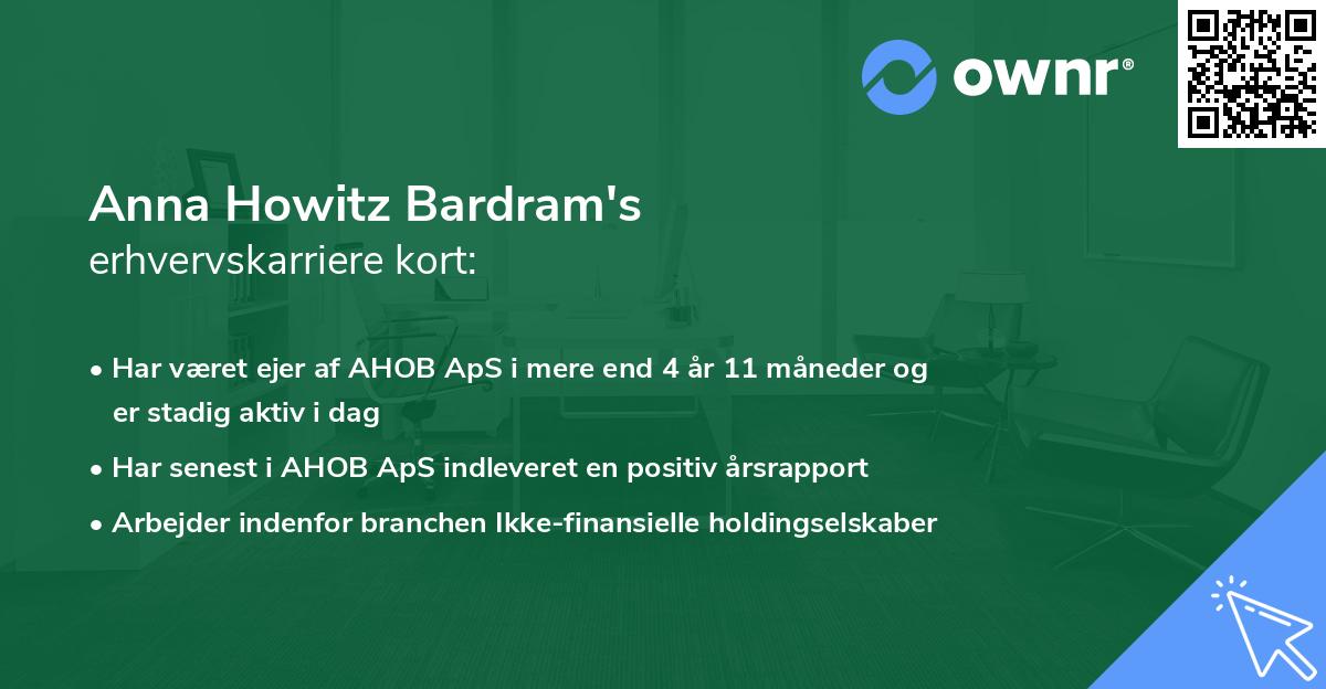 Anna Howitz Bardram's erhvervskarriere kort