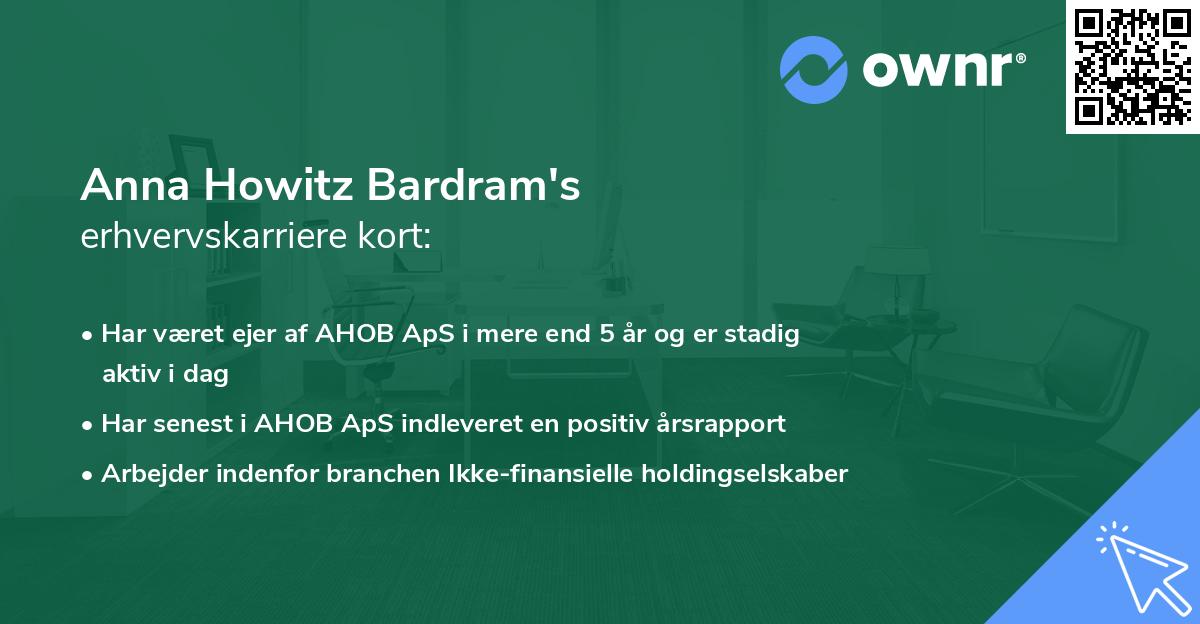 Anna Howitz Bardram's erhvervskarriere kort