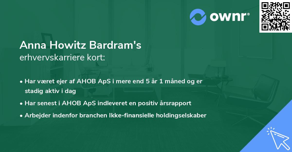 Anna Howitz Bardram's erhvervskarriere kort