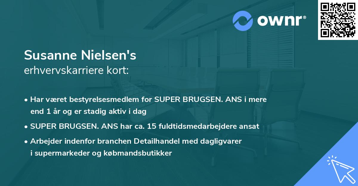 Susanne Nielsen's erhvervskarriere kort