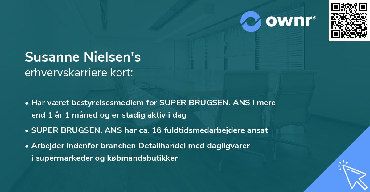 Susanne Nielsen's erhvervskarriere kort