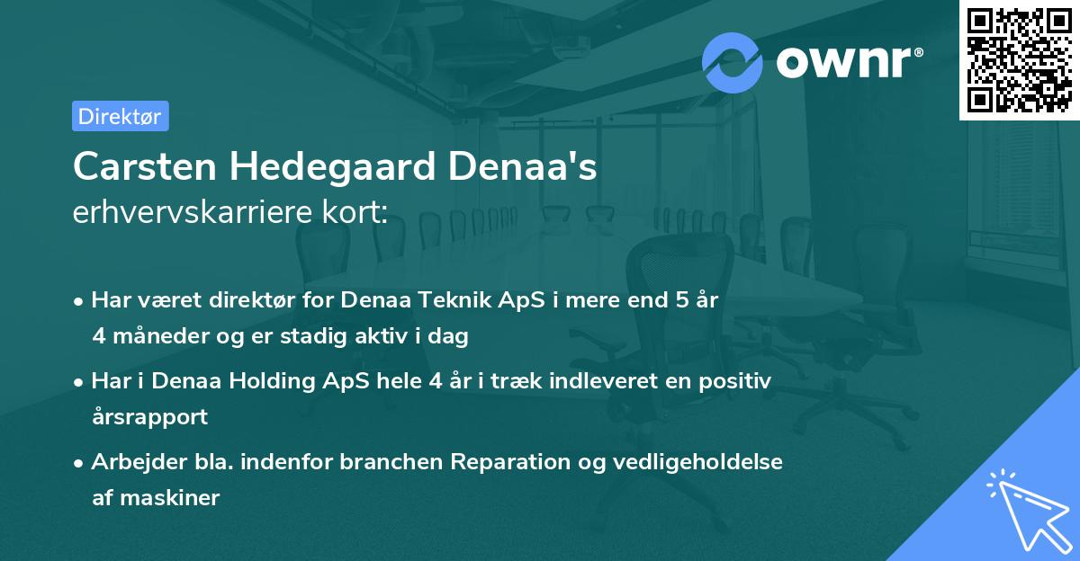 Carsten Hedegaard Denaa's erhvervskarriere kort