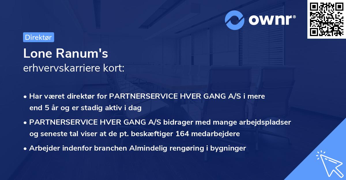 Lone Ranum's erhvervskarriere kort