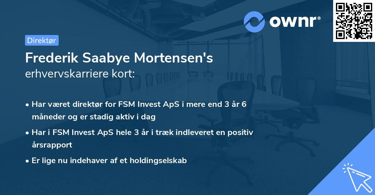 Frederik Saabye Mortensen's erhvervskarriere kort