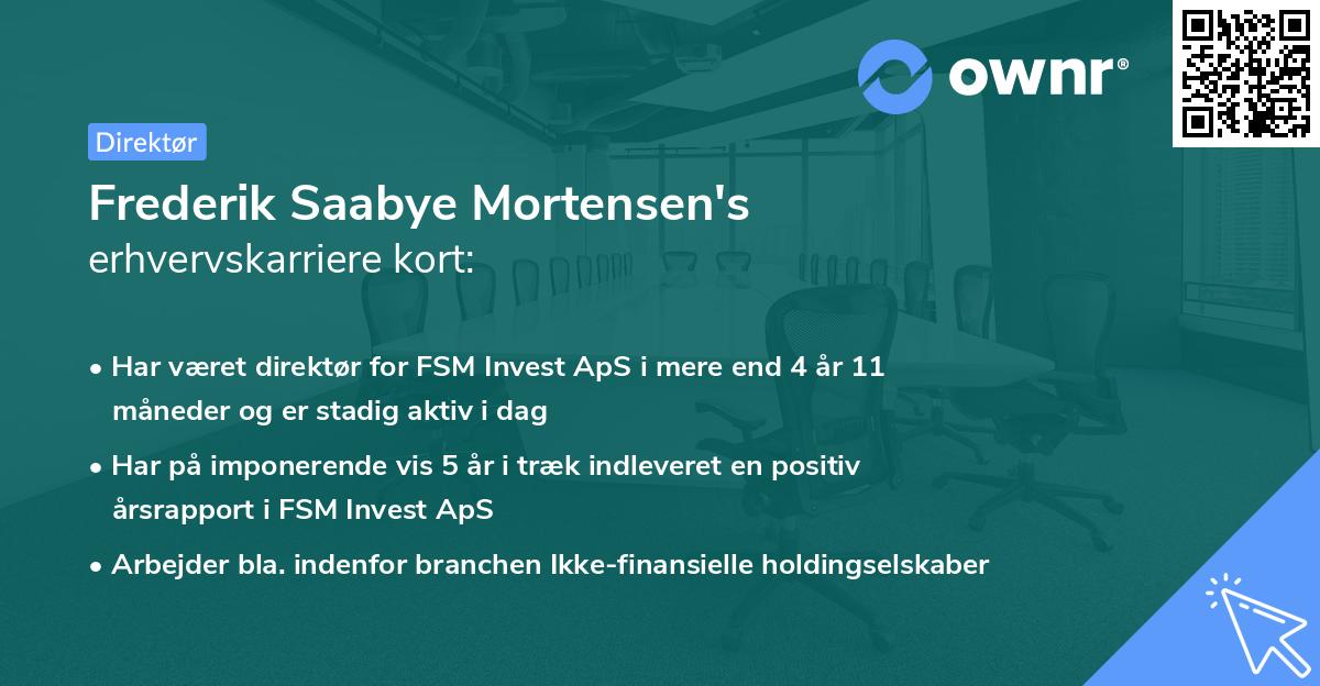 Frederik Saabye Mortensen's erhvervskarriere kort