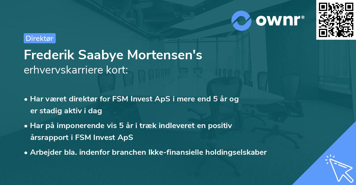 Frederik Saabye Mortensen's erhvervskarriere kort