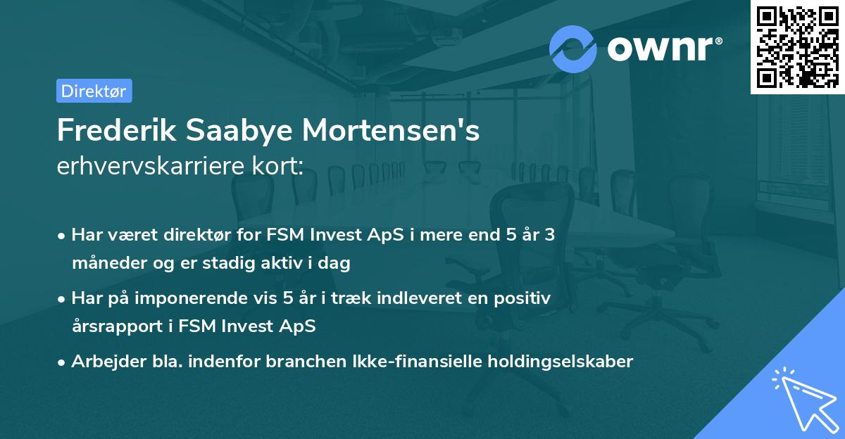 Frederik Saabye Mortensen's erhvervskarriere kort