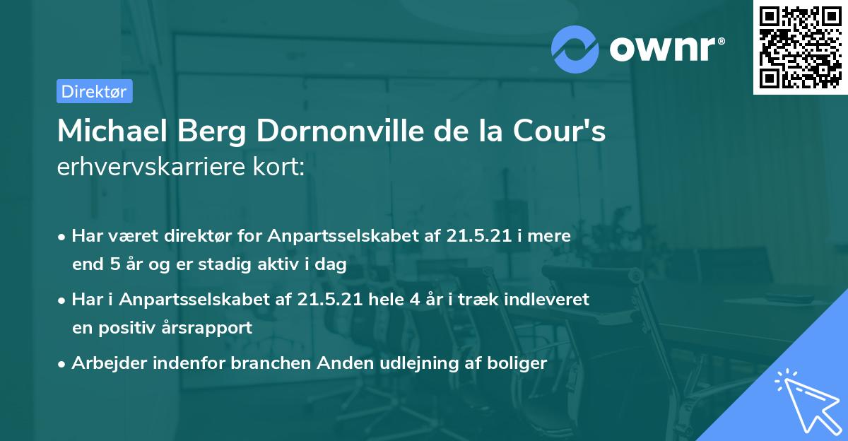 Michael Berg Dornonville de la Cour's erhvervskarriere kort