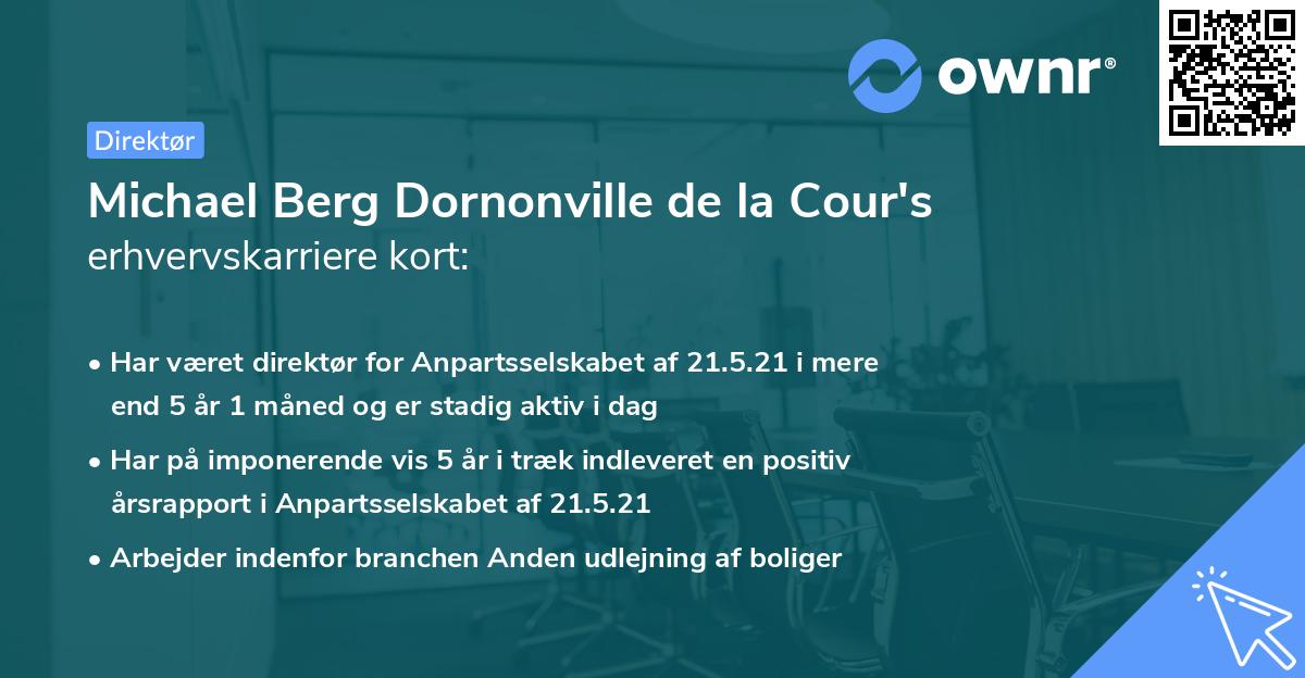 Michael Berg Dornonville de la Cour's erhvervskarriere kort