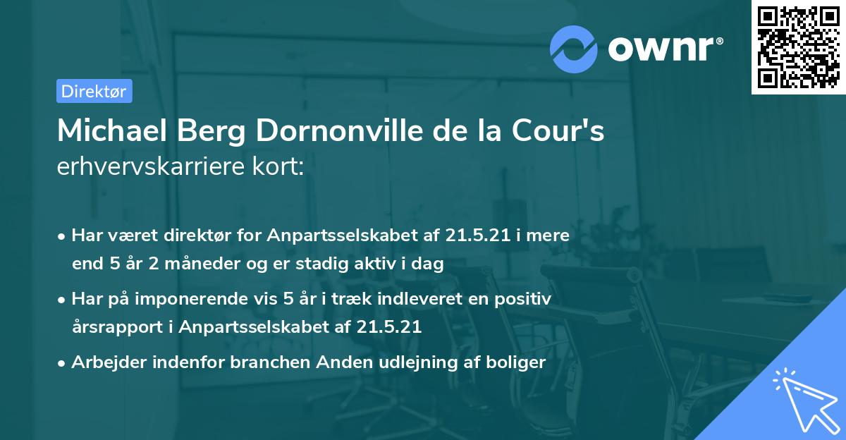 Michael Berg Dornonville de la Cour's erhvervskarriere kort