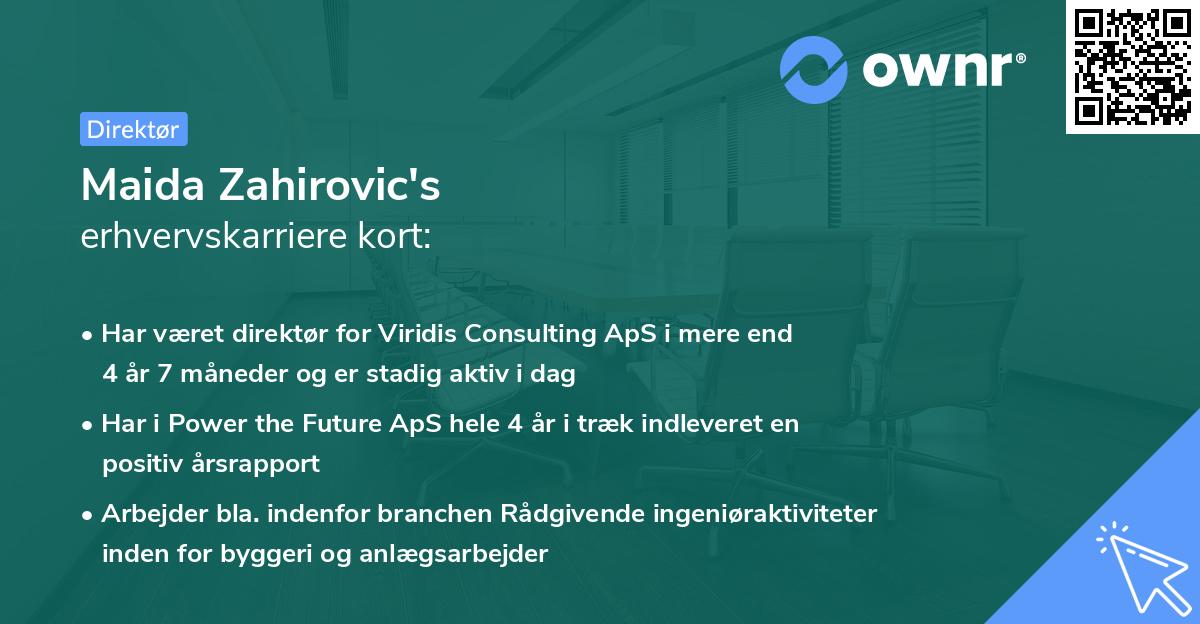 Maida Zahirovic's erhvervskarriere kort