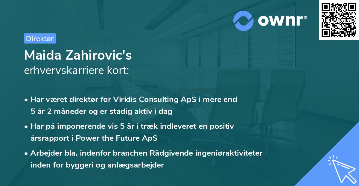 Maida Zahirovic's erhvervskarriere kort