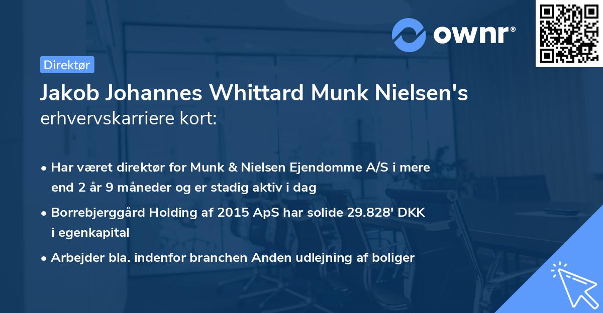 Jakob Johannes Whittard Munk Nielsen's erhvervskarriere kort