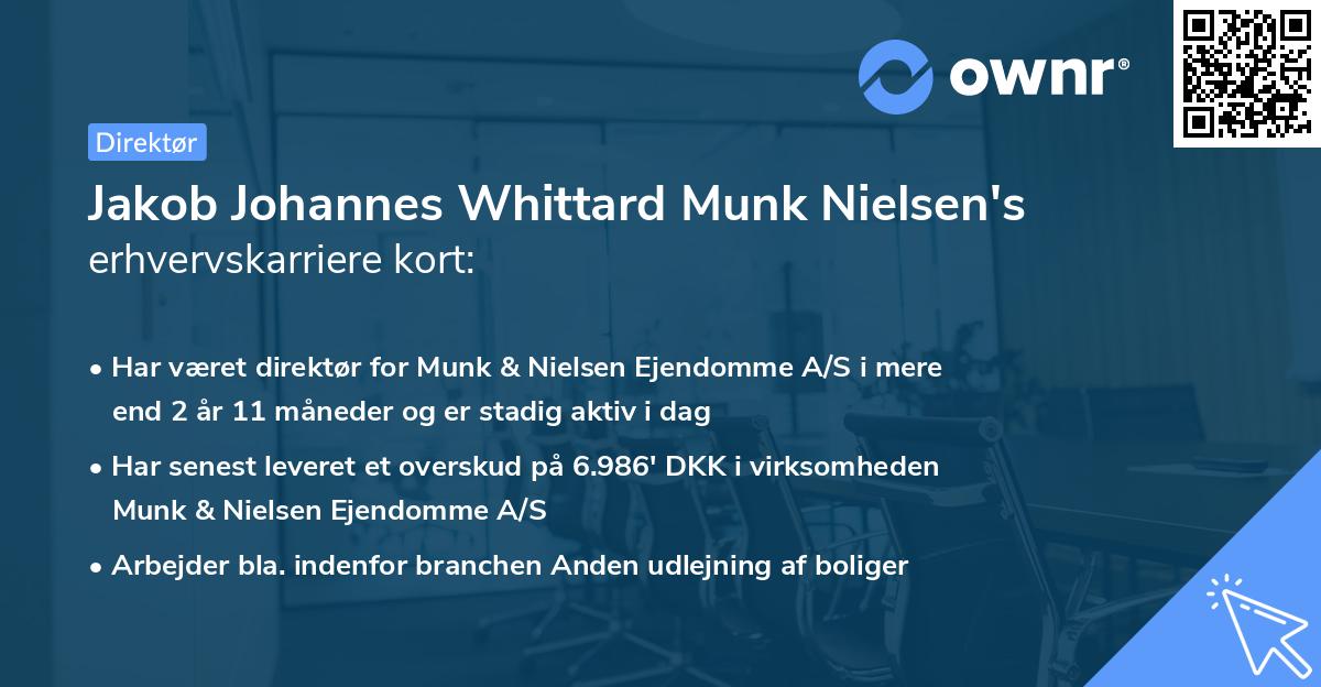 Jakob Johannes Whittard Munk Nielsen's erhvervskarriere kort