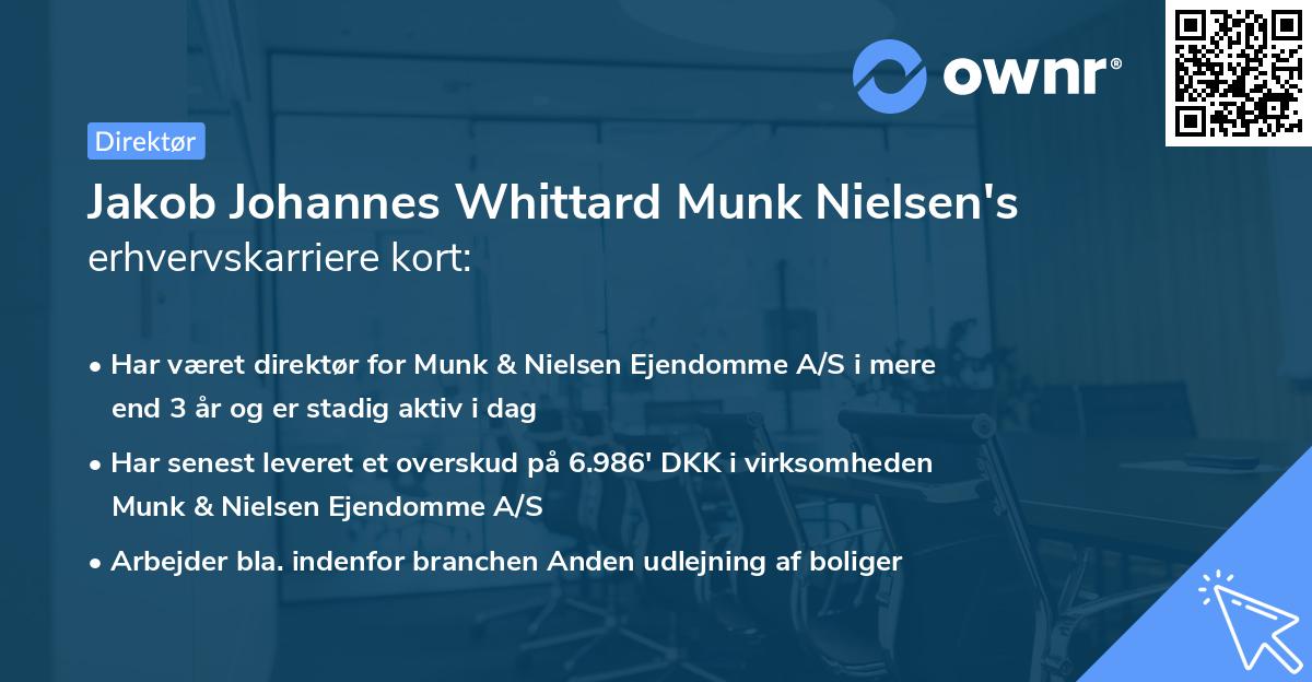 Jakob Johannes Whittard Munk Nielsen's erhvervskarriere kort