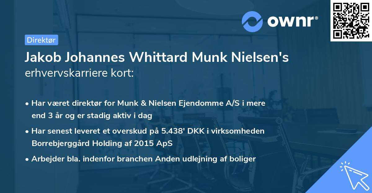 Jakob Johannes Whittard Munk Nielsen's erhvervskarriere kort