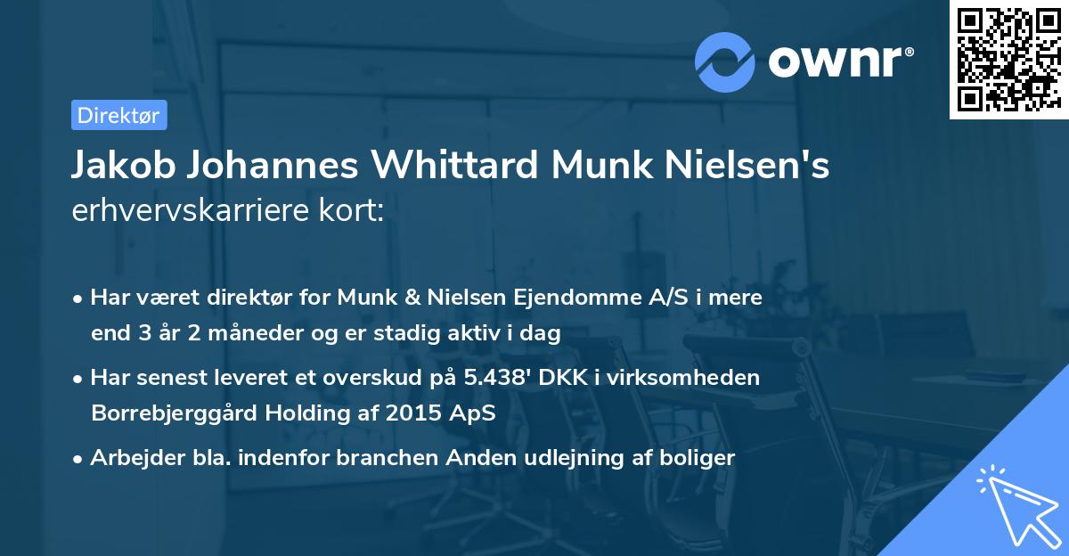 Jakob Johannes Whittard Munk Nielsen's erhvervskarriere kort