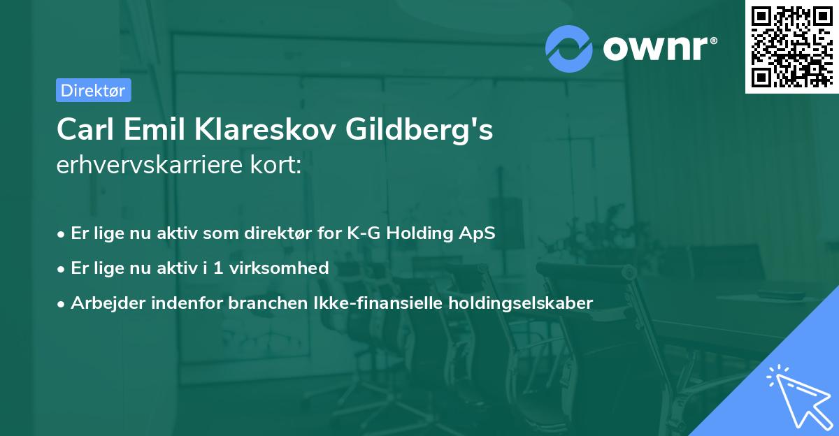 Carl Emil Klareskov Gildberg's erhvervskarriere kort