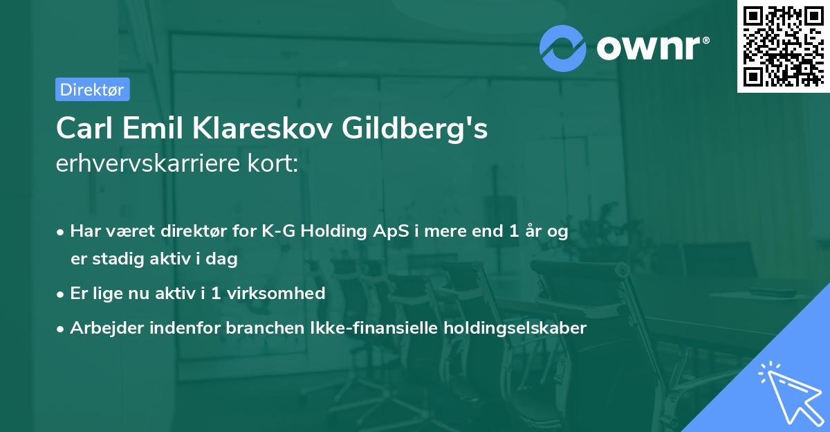 Carl Emil Klareskov Gildberg's erhvervskarriere kort