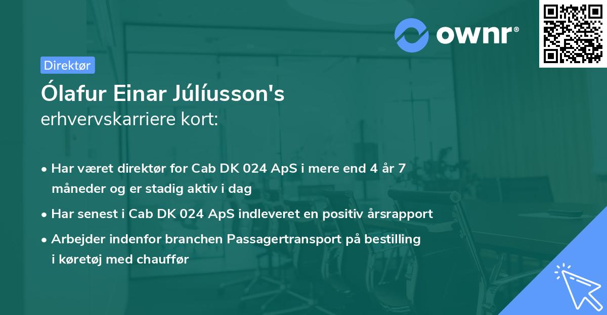 Ólafur Einar Júlíusson's erhvervskarriere kort