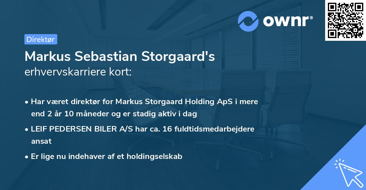 Markus Sebastian Storgaard's erhvervskarriere kort