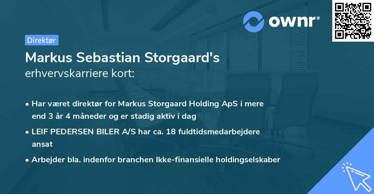 Markus Sebastian Storgaard's erhvervskarriere kort