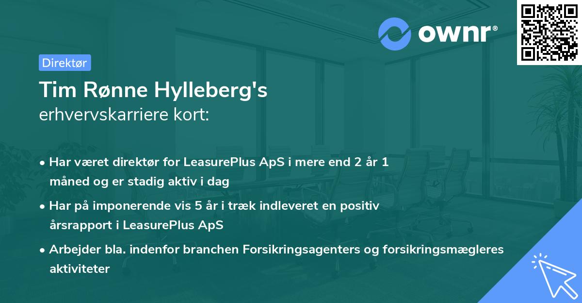 Tim Rønne Hylleberg's erhvervskarriere kort