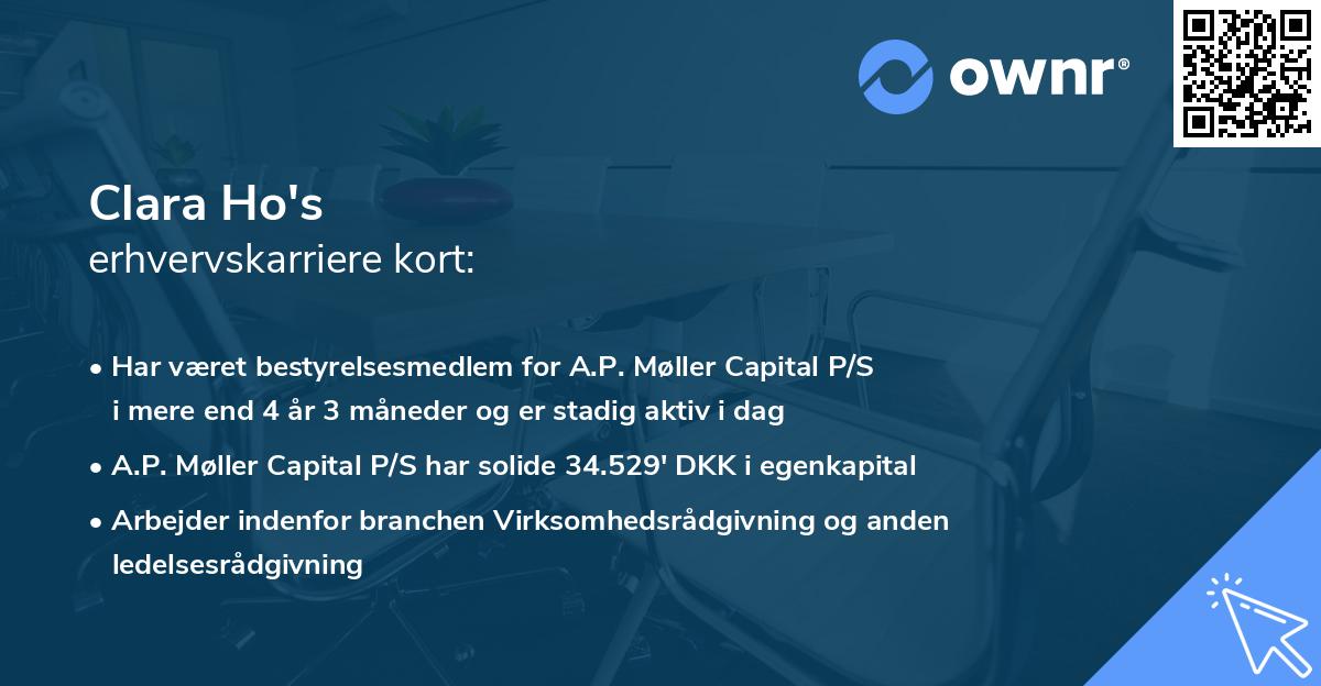 Clara Ho's erhvervskarriere kort