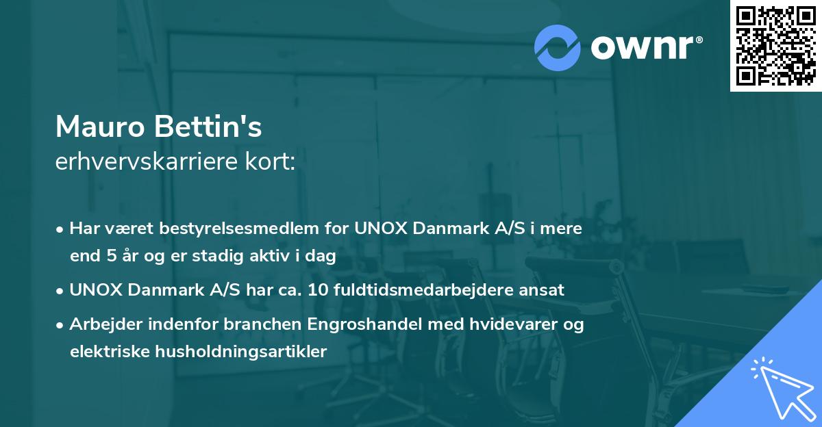 Mauro Bettin's erhvervskarriere kort
