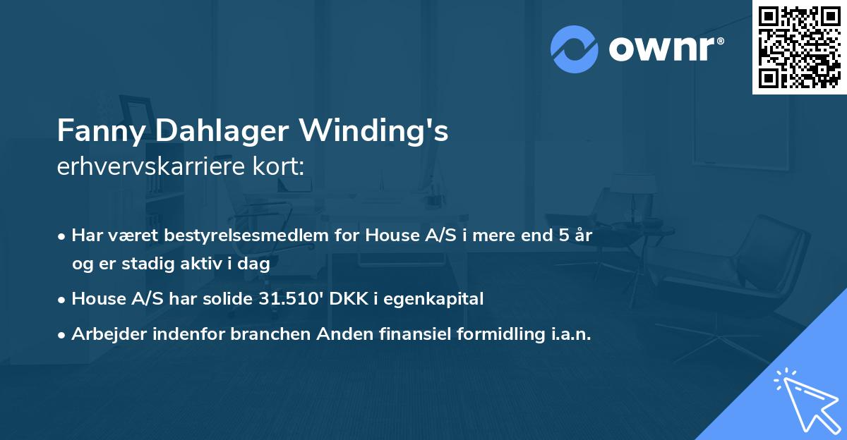 Fanny Dahlager Winding's erhvervskarriere kort
